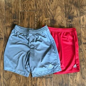 Two pair Adidas Gray and Red Shorts, boys medium
